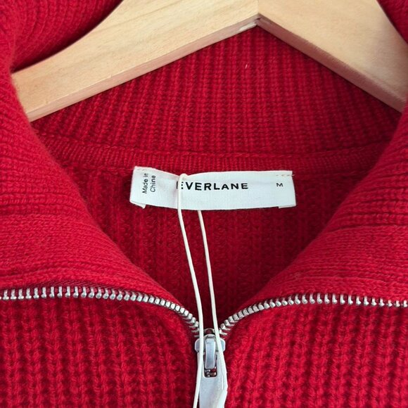 Everlane The Half-Zip Sweater in Luxe Merino in Berry Red, Size Medium - Picture 7 of 9